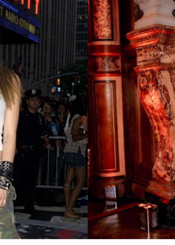 Avril Lavigne wearing a stylish punk-rock inspired outfit.