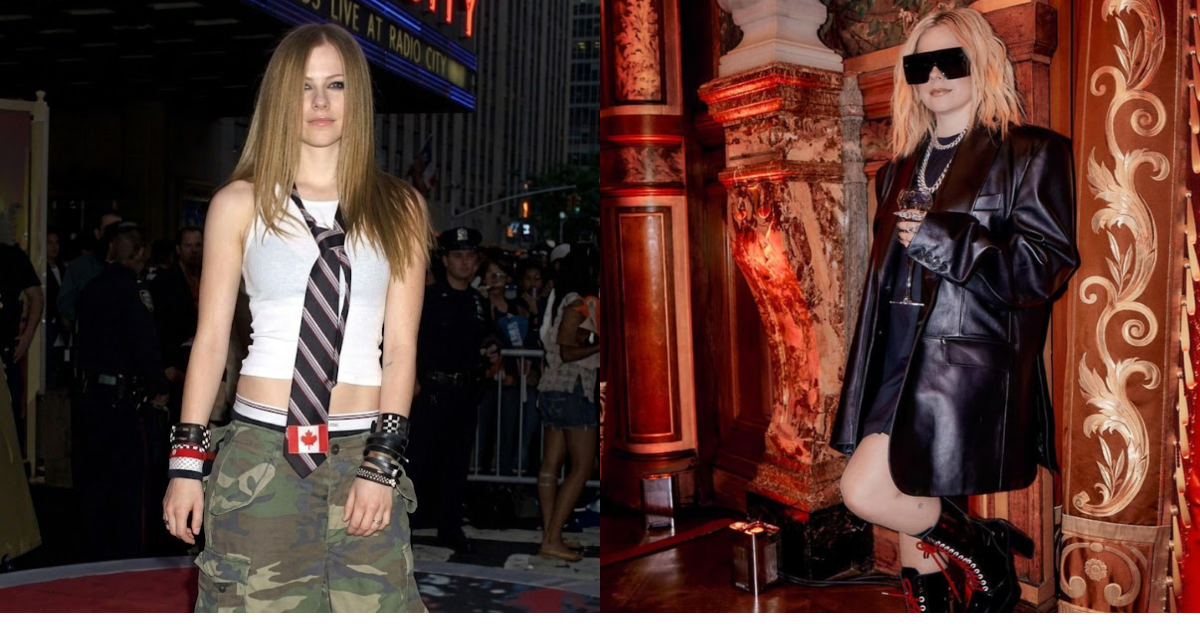 Avril Lavigne wearing a stylish punk-rock inspired outfit.