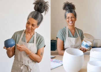 Alisabeth Brown inspired artist studio with pottery and glass work
