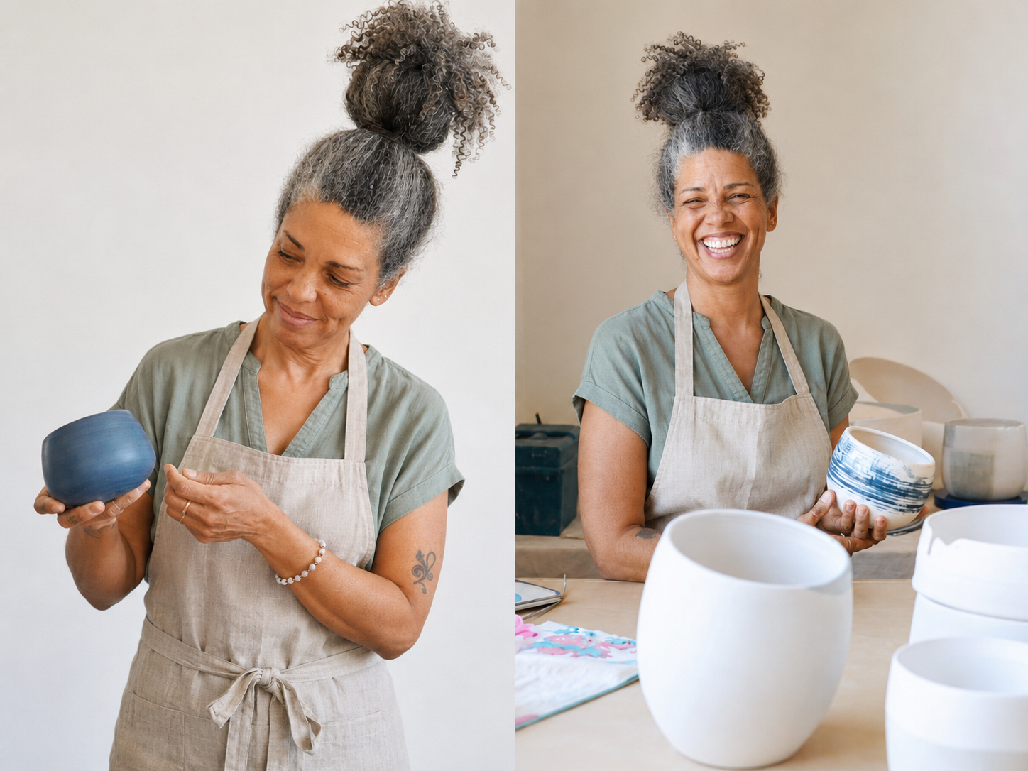 Alisabeth Brown inspired artist studio with pottery and glass work