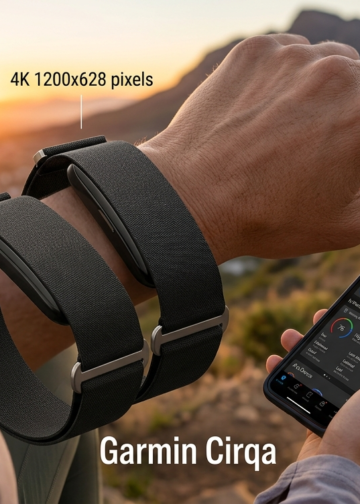 Garmin CIRQA smart band screenless fitness tracker in black fabric band.
