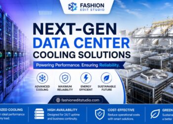 Modern AI data center server racks featuring liquid cooling pipes and high-density infrastructure cabling.