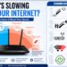 Person running a home internet speed test on a laptop to fix slow Wi-Fi.