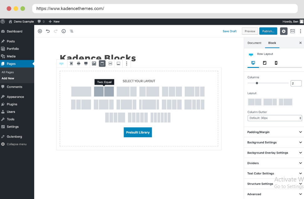 kadence blocks wordpress